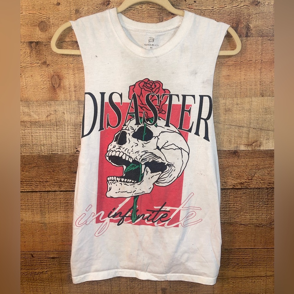 Faded Black Disaster Infinite Skull Roses Tank Top